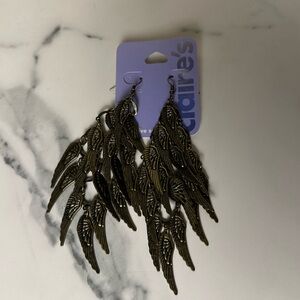 Claire's Bronze Feather Dangle Earrings New